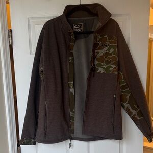 Drake Men's Brown/Olive Hybrid Windproof Jacket with Camouflage Details